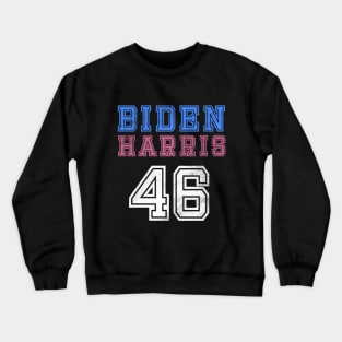 (Front) Biden Harris 46 Retro Vintage Distressed Football Sports Jersey Style Joe And Kamala 2020 Crewneck Sweatshirt